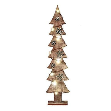 Lg Wood Galvanized Snowflake Tree w LED Light - The Fox Decor